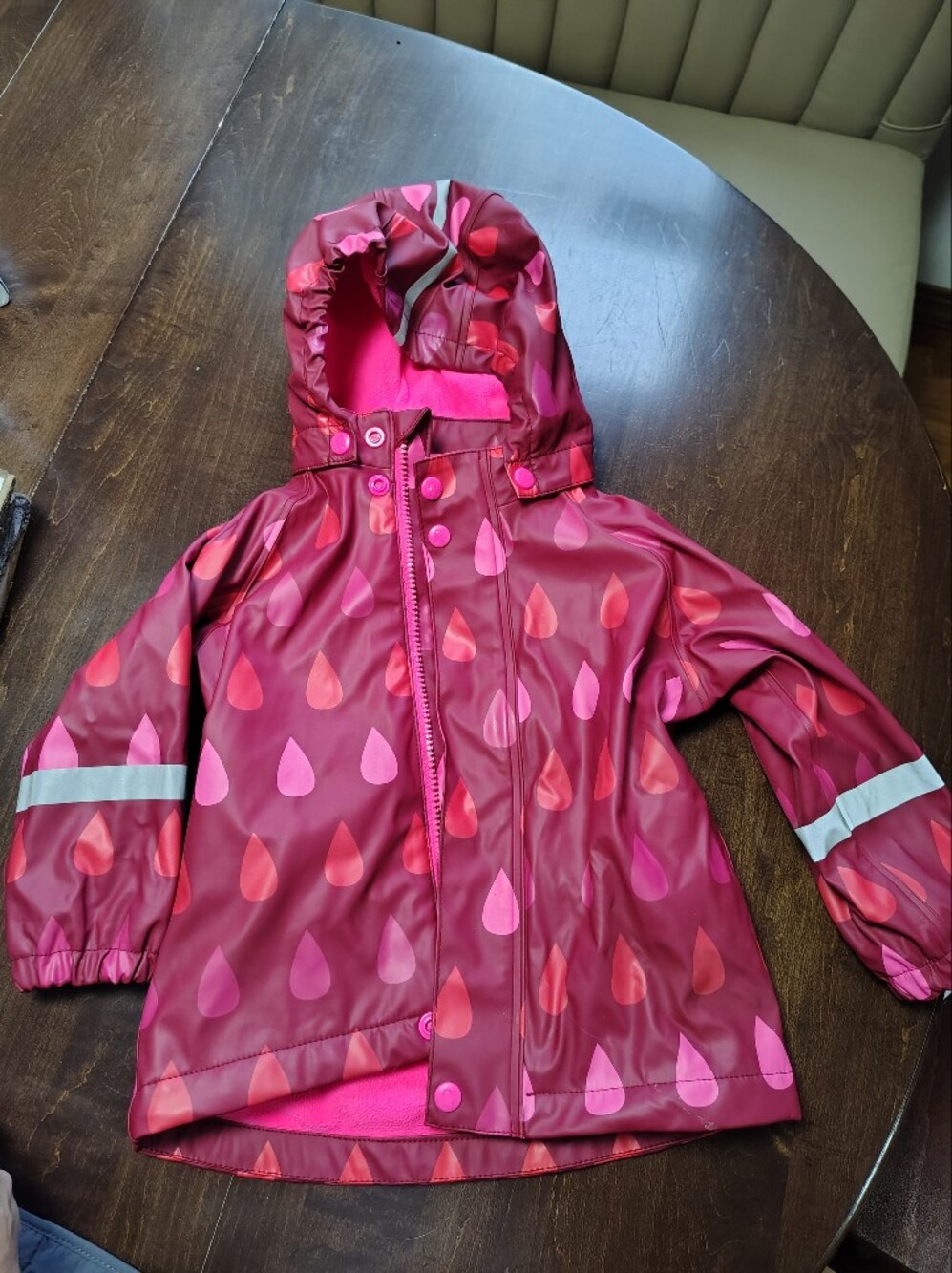Raincoat- Fleece Lined With Removable Hood